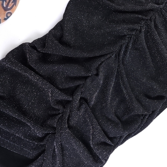 Lulu's Black Sparkle Rouged Low Back Dress Sz Xs - Picture 7 of 9